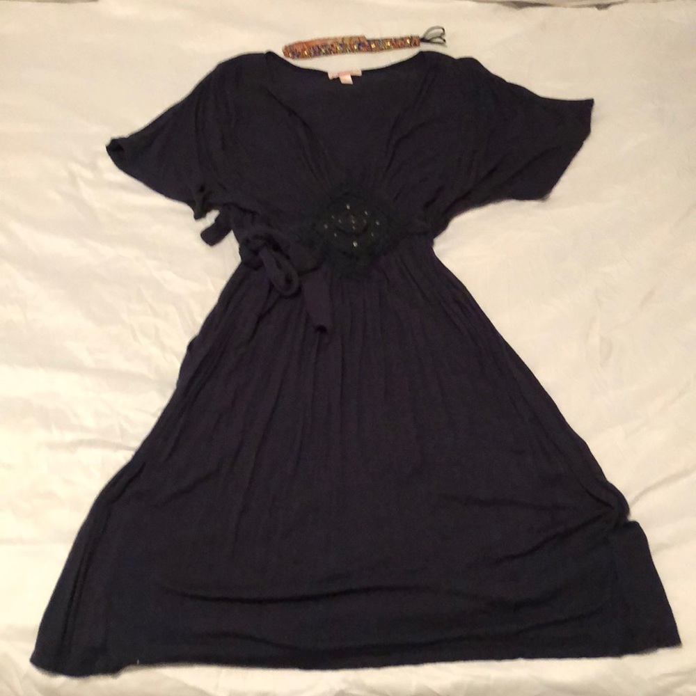 Blue beaded Candies dress with tie